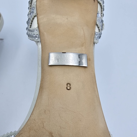 Badgley Mischka Gillian Ankle Strap Evening Shoes, Ivory, Women's Size 8 - Picture 12 of 15